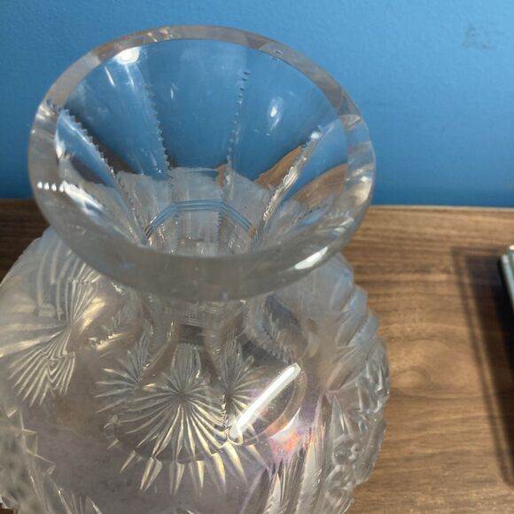 Vintage American Brilliant Period Cut Glass Crystal Decanter Carafe Vase - Picture 6 of 16